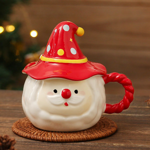 Tazas de Cerámica con Relieve 3D de Santa Claus, con Tapa de Gorro de Mago, Aptas para Microondas, para Café, Leche, Regalo, Compra al por Mayor - Product Image 4