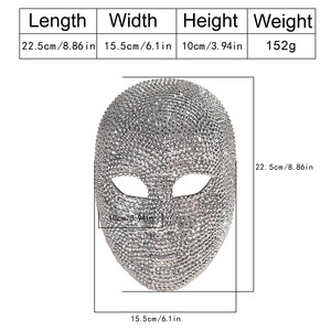 Máscara de diamantes de imitación para toda la cara, máscara de plástico brillante para fiestas, conciertos y accesorios de moda - Product Image 2
