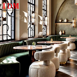 เก้าอี้โซฟาโค้งหุ้มผ้ากำมะหยี่สีเขียวหรูหราสไตล์โมเดิร์นสำหรับร้านอาหาร โรงแรม คาเฟ่  ขายส่งโดย IDM - Product Image 1