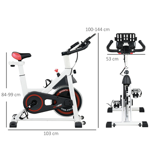 Bicicleta de ejercicio profesional HOMCOM, bicicleta de spinning,
Bicicleta estática de interior ajustable con pantalla LCD y portavasos, volante de 8kg, - Product Image 3