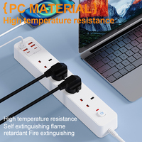 Multiprise UK avec protection contre les surtensions, 4 prises, 4+2 ports USB, câble de 2 m, indice de protection IP22, 13A