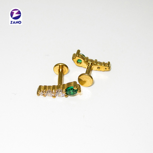 Labret <span class=keywords><strong>en</strong></span> acier chirurgical 316L à triple zircone cubique ronde, à visser, à dos plat, pour cadeau de mariage pour enfants - Product Image 5