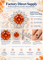 Bague en or 18 carats avec pierre précieuse orange Fanta cultivée en laboratoire, bijoux fins sur mesure, vente en gros