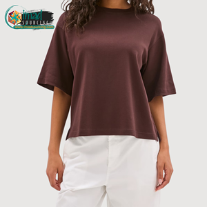 เสื้อยืดผู้หญิงทรงหลวมสไตล์เก๋ ผ้าฝ้าย คอวี แขนสั้น ใส่สบาย ระบายอากาศได้ดี เบาสบาย เหมาะสำหรับฤดูร้อน - Product Image 1