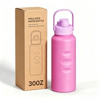Bouteille isotherme sport à double paroi en acier inoxydable, avec large ouverture et couvercle à poignée, anti-fuite