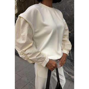 ชุดสูทผู้หญิง S6K แขนยาวถักนิตติ้ง สีเอครู สไตล์ลำลอง ระบายอากาศได้ดี เหมาะสำหรับฤดูใบไม้ผลิ - Product Image 4