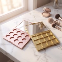 Palet Eyeshadow Magnetik Kosong Grosir 6/12 Lubang, Kotak Makeup DIY dengan Busa EVA, Wadah Besi, Tutup Transparan