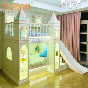 Litera <span class=keywords><strong>de</strong></span> madera maciza con escalera para niños y niñas, cama <span class=keywords><strong>de</strong></span> <span class=keywords><strong>Castillo</strong></span> King, personalizada, colorida - Product Image 2