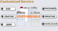Bidon en fer blanc de 1L, style F, impression offset personnalisée du logo, pour le stockage de produits chimiques industriels, peintures, solvants et diluants.