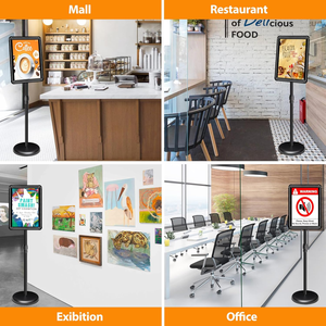 Soporte de póster A4 ajustable Soporte de señal de exhibición de marco a presión Soporte de menú de metal duradero Soporte de exhibición de piso ajustable en altura - Product Image 6