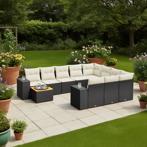 Modular Black PE <b>Rattan</b> Garden <b>Sofa</b> Set Outdoor Furniture Contemporary Design High-Density Foam Cushions UV Resistant - Product Image 2