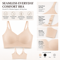 Soutien-gorge sans couture sans armatures à bonnets moulés pour femme, bretelles réglables, maintien latéral lisse, confort quotidien, usine de lingerie OEM ODM