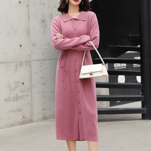 Thời Trang Phụ Nữ Mùa Xuân Mới Đến Dài Tay Áo Cộng Với Kích Thước Nút Lỏng Lẻo Trang Trí Với Vành Đai Áo Len Ăn Mặc - Product Image 2