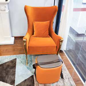 Sillón de Salón Moderno y Acogedor de Lujo, Sillón de Terciopelo con Marco de Madera Naranja, Muebles - Product Image 4