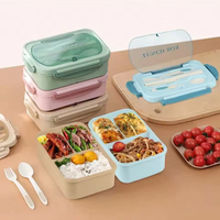 Boîte de rangement alimentaire pour micro-ondes étanche avec couverts, boîte à lunch pour pique-nique pour adultes, boîte à lunch compartimentée, boîte à bento en plastique