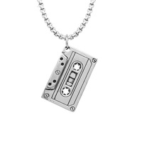 Collier Cassette Vintage Étanche en Acier Inoxydable Plaqué Or 18 carats, Pendentif Musical, Bijoux de Mode Raffinés pour Hommes, Vente en Gros