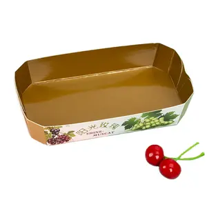 Экологичная бумажная коробка для упаковки фруктов Одноразовая крышка с пластиковой пленкой Прочный Удобный лоток для бумаги