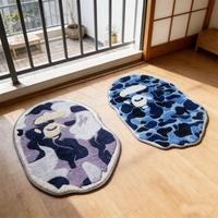 Tapis personnalisé imprimé Bear Bape, découpe précise, motif dessin animé, tapis de salon irrégulier sur mesure, décoration intérieure