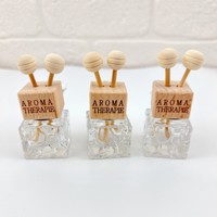 Diffuseur d'arômes liquide en verre cube d'eau diamant cristal pour voiture, clip de ventilation d'air, flacon d'huile essentielle en bois, diffuseur d'arômes