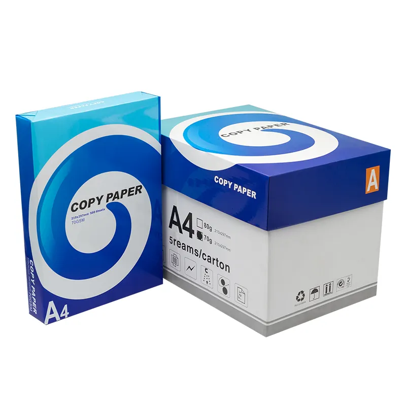 100% Madeira pura Pacote OEM A4 70gsm 75gsm 80gsm Papel de Cópia Colorida