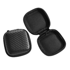 Bolsa de almacenamiento para auriculares EVA, funda con cremallera con textura de fibra de carbono negra para dispositivos digitales, accesorios 3C - Product Image 4