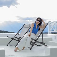 Chaise de plage en plein air, chaise de Camping pliante, chaises de piscine de pêche, ensemble de 2 avec appui-tête rembourré