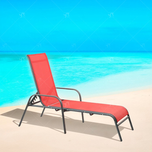 كرسي استلقاء شاطئي قابل للتكديس بخمس وضعيات قابل للتعديل من التيسلين 2×1 للاستخدام الخارجي، سرير استرخاء للحدائق والفنادق والشرفات - Product Image 5