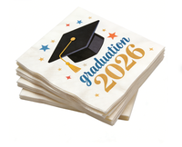 Serviettes en papier jetables dorées pour la remise des diplômes, décoration de table de fête, serviettes à estampage à chaud dorées, fournitures pour cérémonie de remise des diplômes