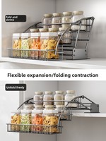 Rak Penyimpanan Bumbu Dapur 3 Tingkat Huoli, Model Tarik-Naik, Bahan Logam, Garansi 2 Tahun, Desain Minimalis Modern