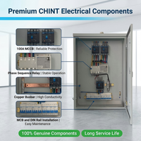 Boîtier de distribution d'alimentation double ATS industriel 380V avec stabilisateur de tension 50KVA, relais de séquence de phase, panneau de commande IP54