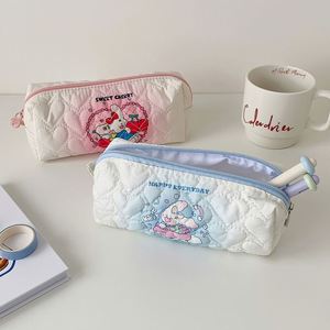 Estuche de Maquillaje con Cierre de Cremallera, Estampado de Conejito Kawaii, Acolchado de Algodón Rosa, Regalo de Navidad o Cumpleaños para Niña, Linda Bolsa para Lápices - Product Image 3