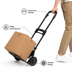 <b>Foldable</b> 2 Wheel Steel Platform Hand Cart <b>Trolley</b> Heavy Duty Shopping Delivery Outdoor OEM Custom - Product Image 4