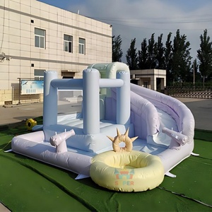 Château gonflable personnalisé avec logo, couleurs pastel, PVC <span class=keywords><strong>4x4</strong></span>, toboggan aquatique combiné, certifié CE, installation facile, <span class=keywords><strong>location</strong></span> de piscine - Product Image 1