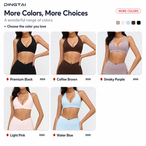 Reggiseno sportivo da donna con scollo all'americana e scollatura profonda a V, effetto seconda pelle, schiena scoperta, imbottiture rimovibili, asciugatura rapida, traspirante, per allenamento in palestra, certificato GCC - Product Image 4