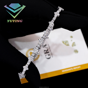 Bracelet tennis croix en bijouterie fantaisie, diamants moissanite VVS, plaqué or, argent sterling 925, certificat GRA, passe le testeur de diamants. - Product Image 4