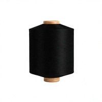 Filament texturé noir ultra profond Jet Black SIM Poly DTY 150D/288F 288Fil, légèrement entrelacé, couleur uniforme, résistance à la décoloration