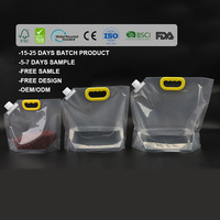Emballage liquide pour vin de 500 ml, 1 L, 2 L, 5 L, sac biodégradable transparent, poche debout avec bec verseur et poignée
