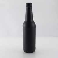Bouteille en verre noir mat givré personnalisée pour bière, liqueur, boissons gazeuses 330 ml 11 oz 33 cl avec bouchon couronne