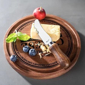 Utensilios de cocina de alta gama: plato para frutas y aperitivos con fregadero, tabla para queso, tabla para carne, plato redondo perforado de madera de acacia. - Product Image 1