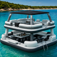 Canapé flottant gonflable robuste à double pont avec table et sièges pour usage commercial et divertissement en extérieur