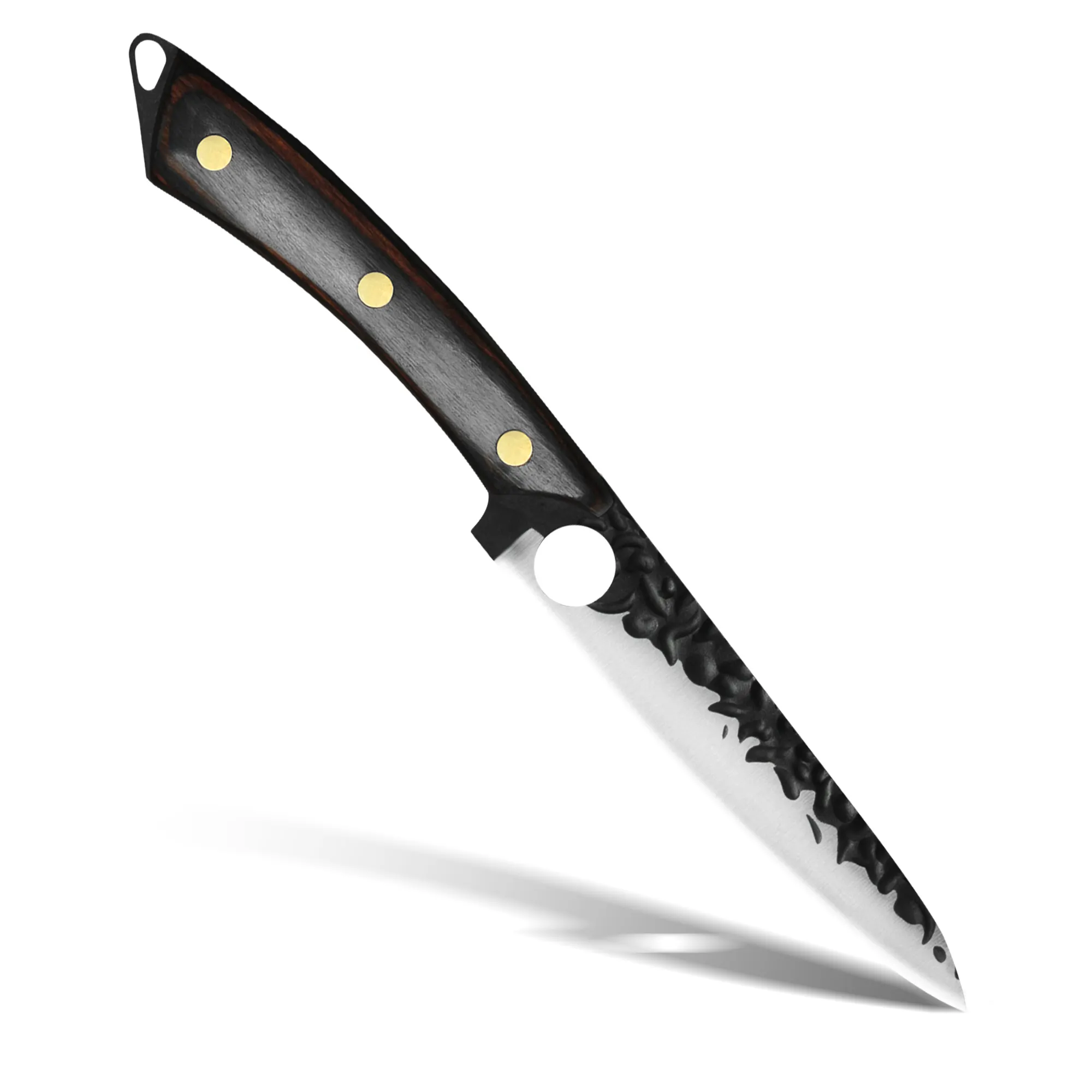 Xingye-cuchillo de acero inoxidable con mango de madera, cuchillo de utilidad con acabado de martillo, cuchillo de cena, 5,5 pulgadas