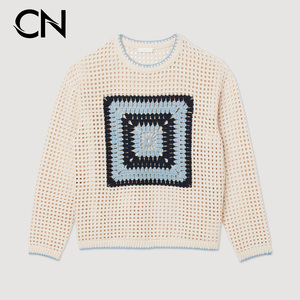 Cainan เสื้อสเวตเตอร์ถักโครเชต์สำหรับผู้ชายผ้าฝ้ายแขนยาวลำลองออกแบบได้ตามที่ต้องการ - Product Image 2