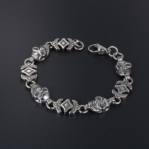 Skull Bracelet For Men <b>Titanium</b> Steel <b>Chain</b> Geometric Pattern Party Jewelry CE506 - Product Image 2