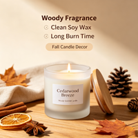 Bougie parfumée au cèdre de style nordique personnalisable, écologique, en cire de soja, avec couvercle en bambou, dans un bocal en verre, pour Diwali, la maison ou le spa.