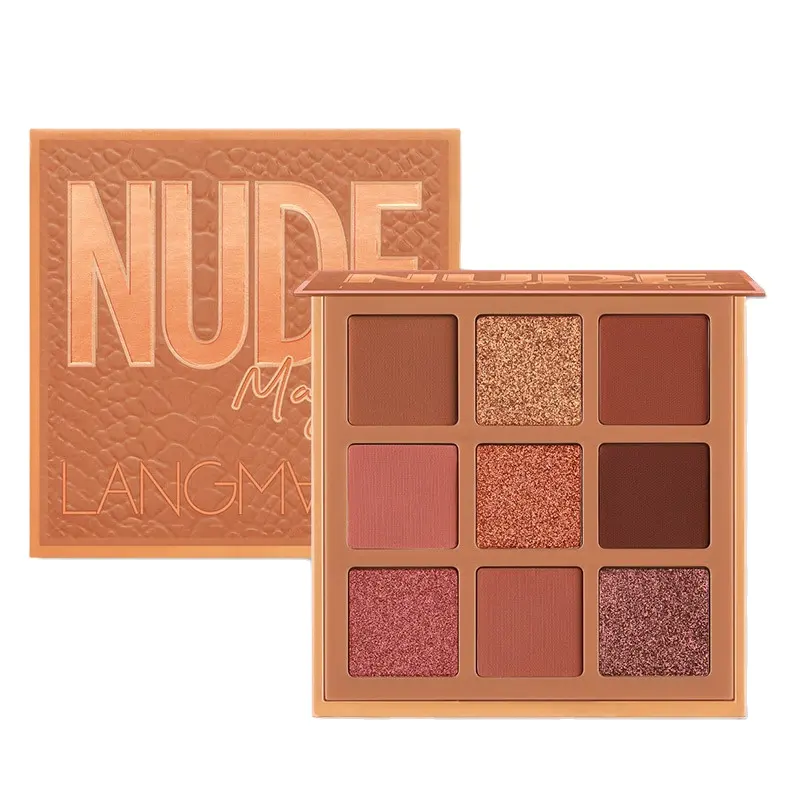 New Huda Nude 9 colori Matte Glitter Eyeshadow Palette Longlasting Waterproof Makeup Logo personalizzato