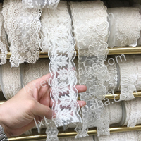 Ruban en dentelle blanche, dentelle florale, dentelle élastique pour l'artisanat, la décoration, la fabrication de nœuds pour cheveux et l'emballage de cadeaux