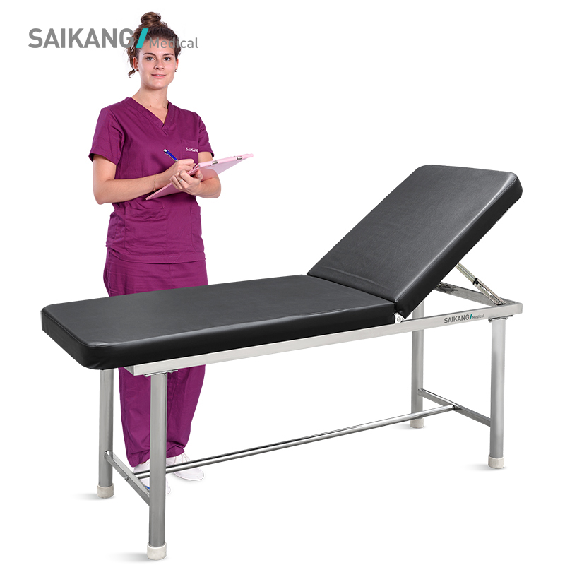 X09 SAIKANG Economic Hospital Exam Couch Bed Stainless Steel Foldable Patient Medical Examination Table Price