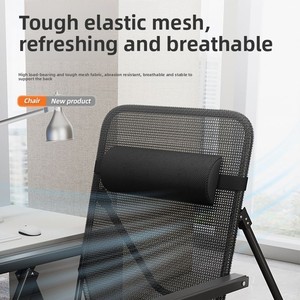 Fauteuil inclinable moderne en acier inoxydable, pliable, pour la pause déjeuner, le bureau, la sieste, double usage, pour s'asseoir ou s'allonger, avec dossier inclinable - Product Image 4