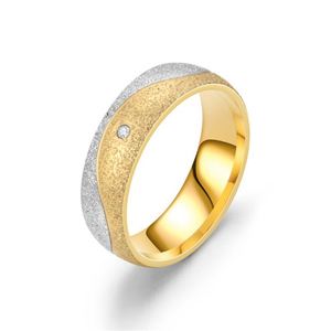 Fashion 6mm Stainless Steel Luxury Frosted Room Gold Ladies Diamond <b>Ring</b> Lovers <b>Couple</b> <b>Ring</b> Fashion Jewelry Finger <b>Rings</b> - Product Image 2