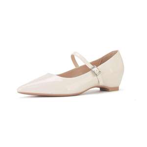 Mary Jane Flats Pointed Toe Patent Leather Buckle Rubber Outsole <b>Height</b> <b>Increasing</b> Single Strap Women's <b>Shoes</b> for Office Party - Product Image 5